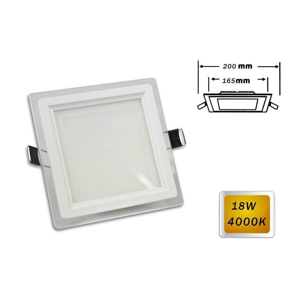 foto del prodotto trade shop pannello led slim incasso quadrato 18 watt luce 4000k 6500k 3000k 265v p 165eq bianco naturale 