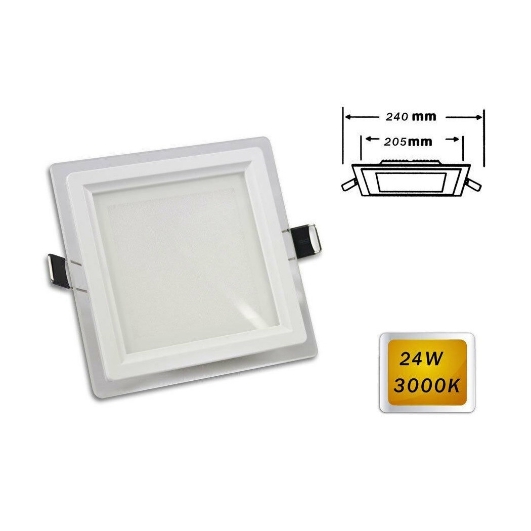 foto del prodotto trade shop pannello led slim incasso quadrato 24 watt luce 3000k 6500k 4000k 265v p 205eq bianco caldo 
