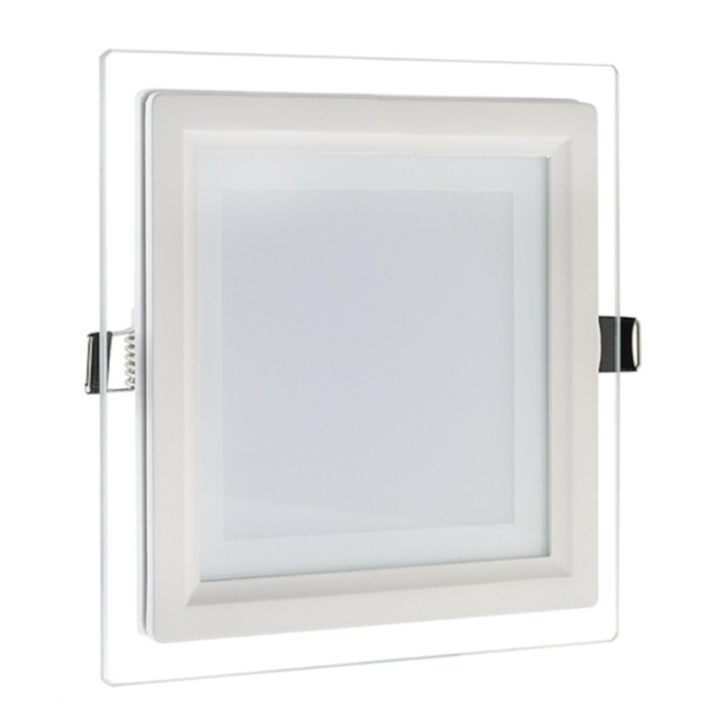 foto del prodotto trade shop pannello led slim quadrato incasso 24w cornice vetro cct 3000k 4000k 6500k p205e q3c 