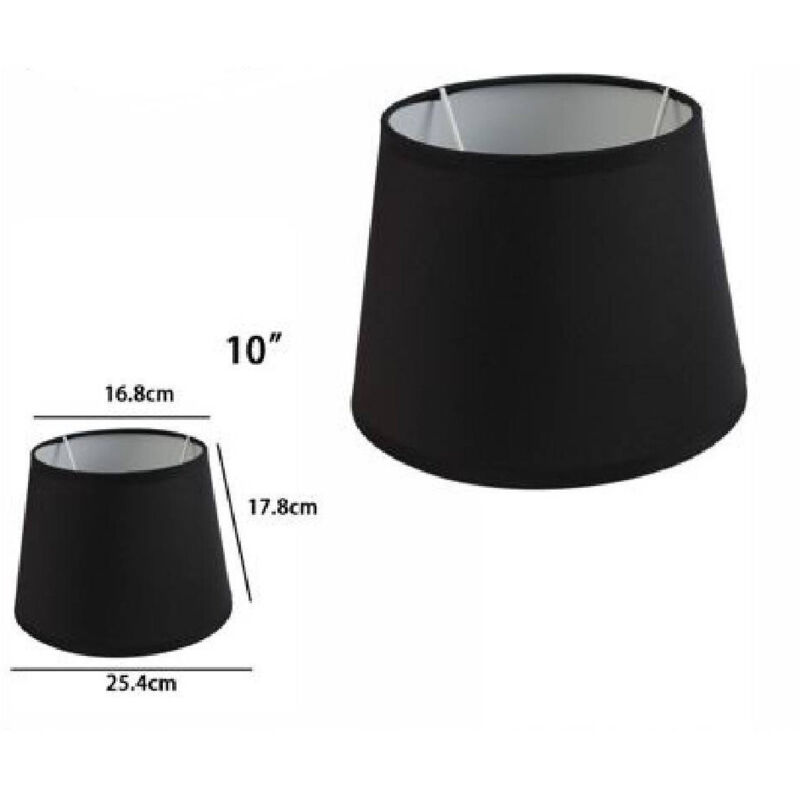 foto del prodotto trade shop paralume conico cilindro cappello ricambio per lampada e applique in tessuto tnt nero 10 quot 