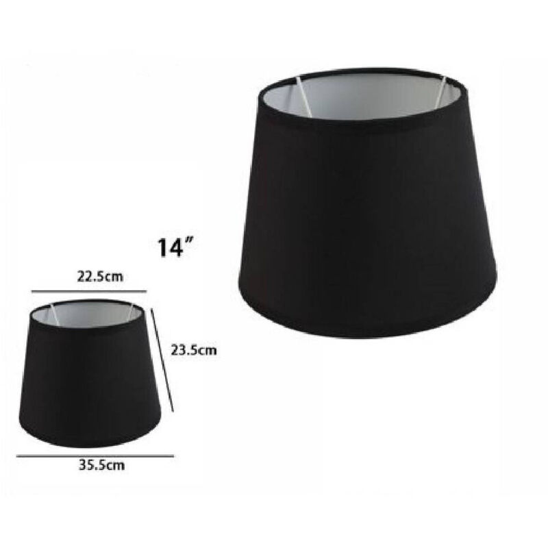 foto del prodotto trade shop paralume conico cilindro cappello ricambio per lampada e applique in tessuto tnt nero 14 quot 