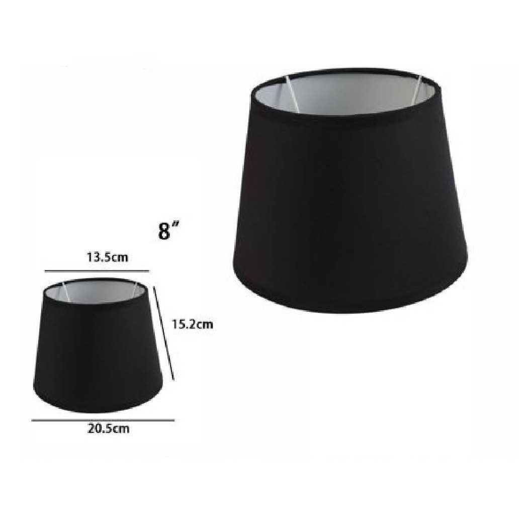 foto del prodotto trade shop paralume conico cilindro cappello ricambio per lampada e applique in tessuto tnt nero 8 quot 