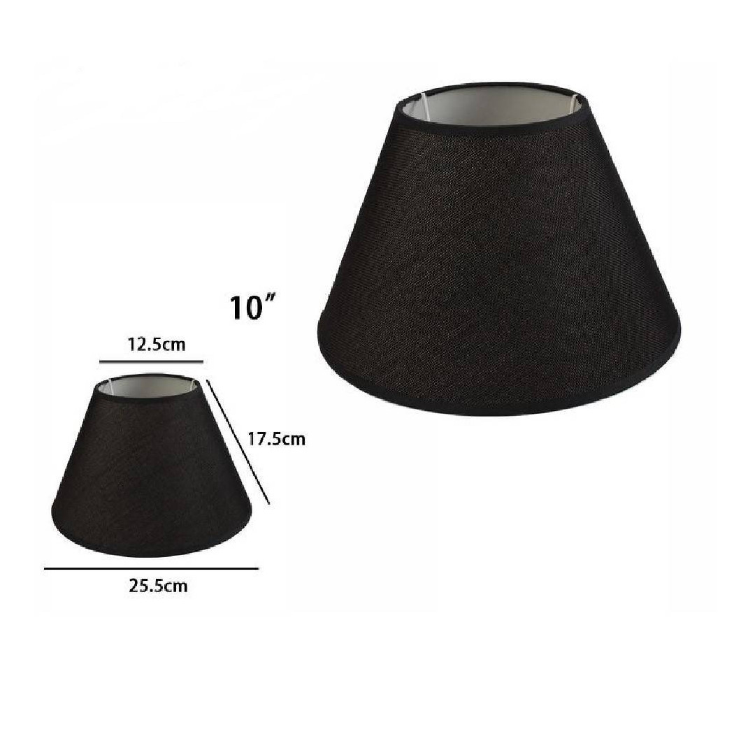 foto del prodotto trade shop paralume conico cilindro classico ricambio per lampada e applique in tessuto tnt nero 10 quot 