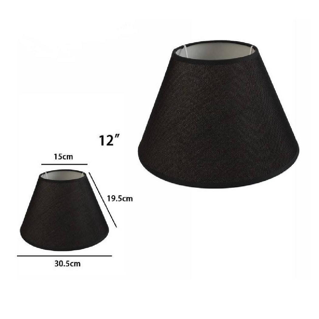 foto del prodotto trade shop paralume conico cilindro classico ricambio per lampada e applique in tessuto tnt nero 12 quot 