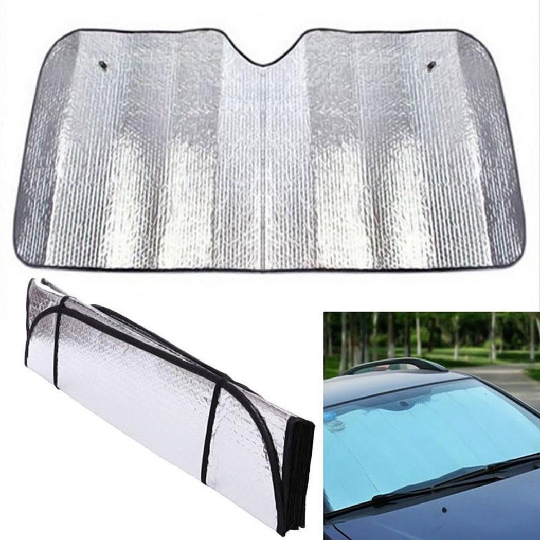 foto del prodotto trade shop parasole parabrezza metallico per auto con ventose cruscotto sole caldo 130x60 
