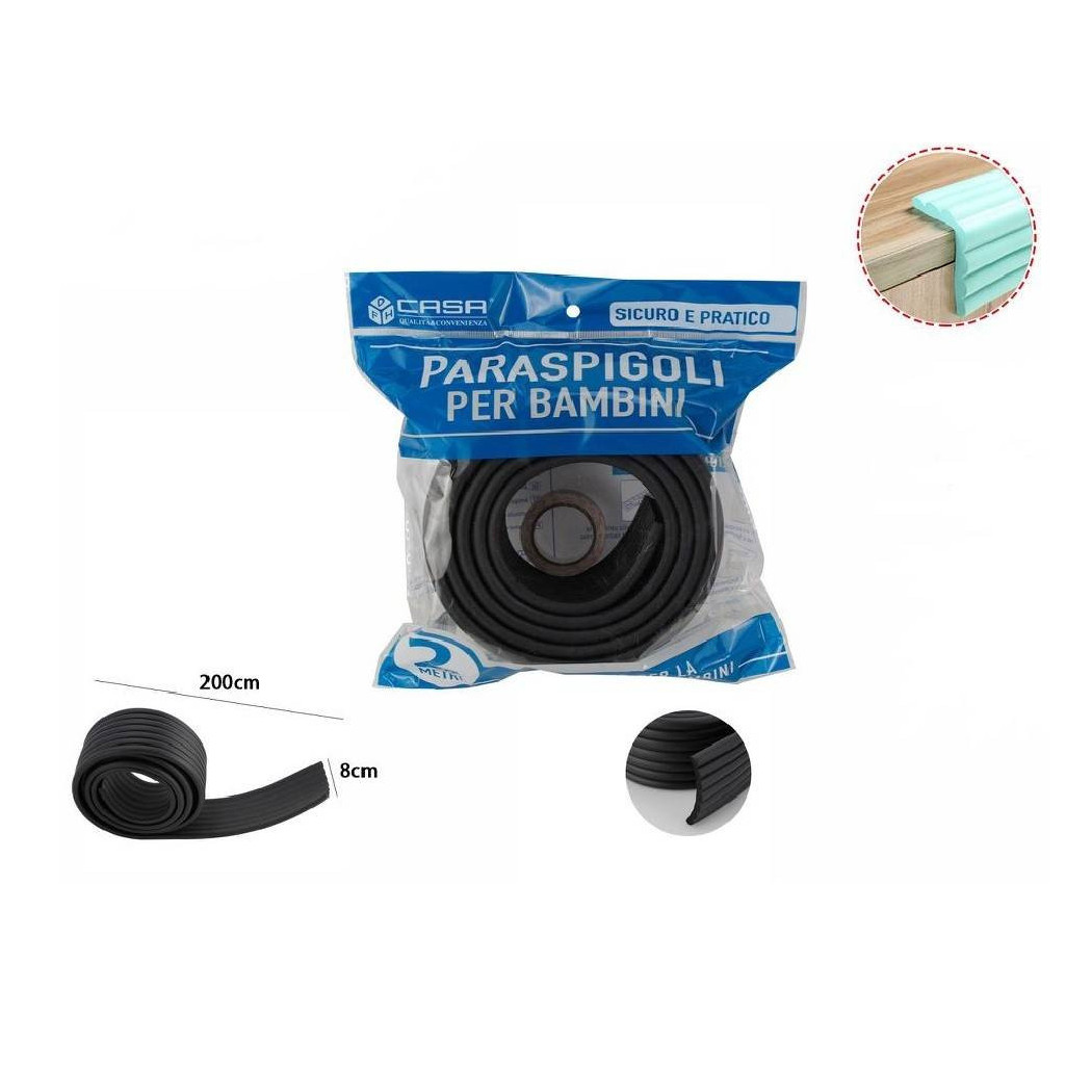 foto del prodotto trade shop paraspigoli sicurezza bordo tavolo coprispigoli nero bambini neonati 2mx8cm 69638 