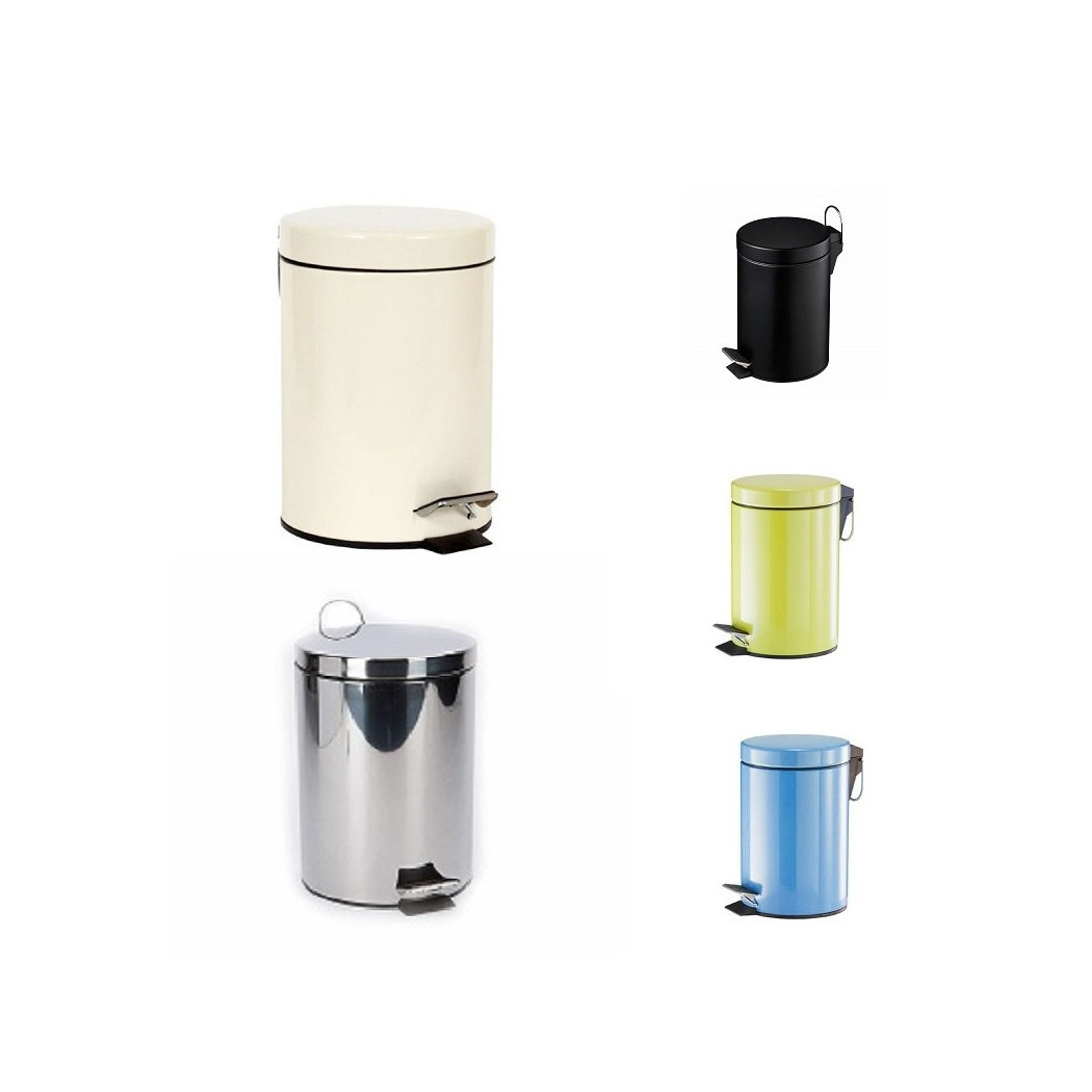 foto del prodotto trade shop pattumiera rifiuti spazzatura 5 lt in acciaio contenitore a pedale cestino bagno 