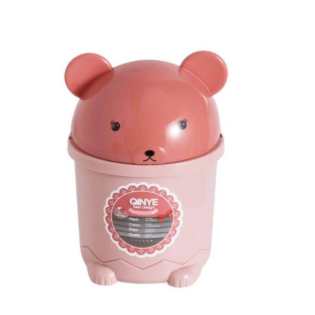 foto del prodotto trade shop pattumiera rosa orsetto ribaltabile secchio rifiuti spazzatura dim 28x18.5 cm 