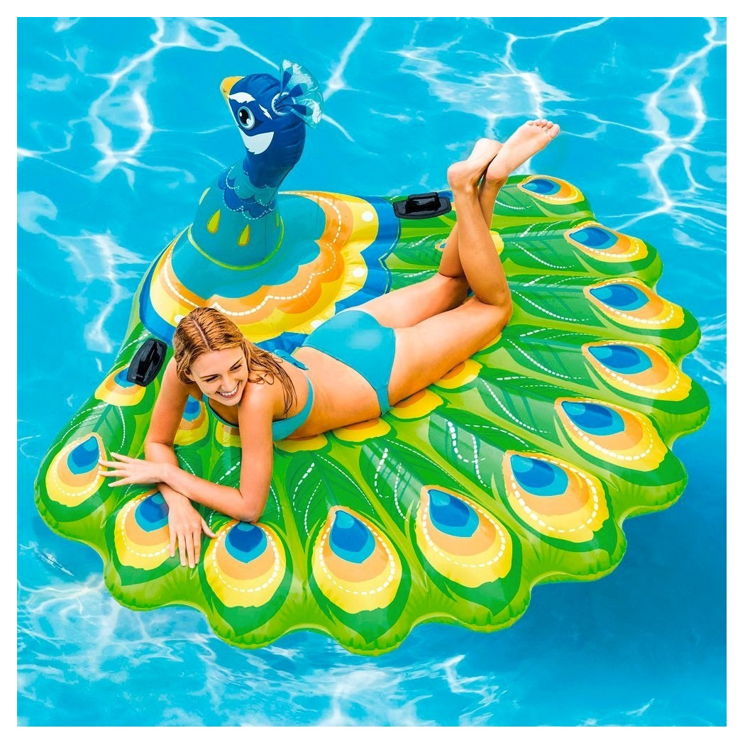 foto del prodotto trade shop pavone gonfiabile gigante isola materassino mare piscina 193 x 163 x 94 cm 