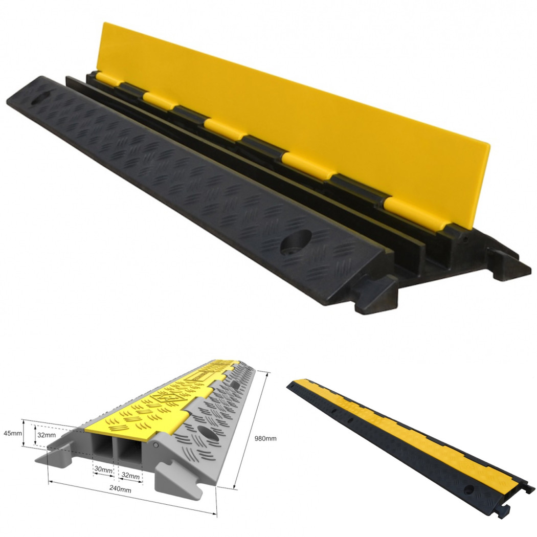 foto del prodotto trade shop - pedana passacavi 2 vie con base in poliuretano resistente coperchio antiscivolo -