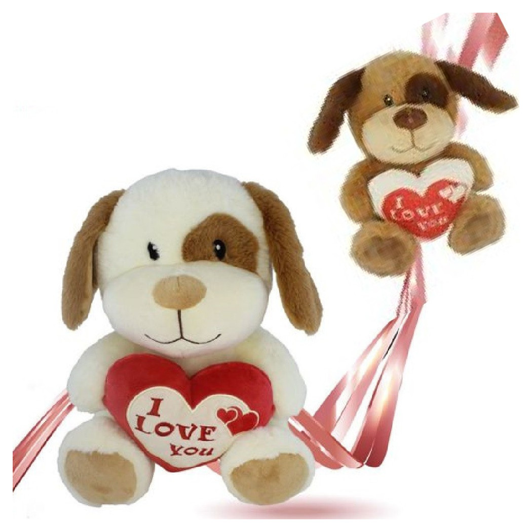 foto del prodotto trade shop peluche cane con cuore scritta quot i love you quot 30cm idea regalo san valentino 93703 
