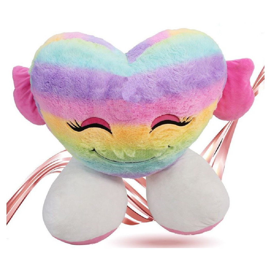 foto del prodotto trade shop peluche forma cuore con piedi multicolor pupazzo 55cm regalo san valentino 93079 