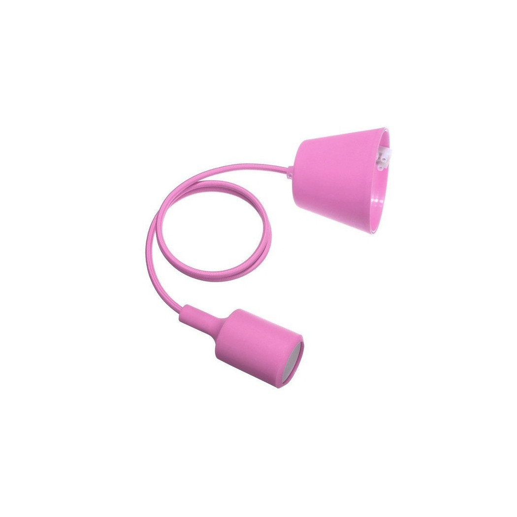 foto del prodotto trade shop pendente a soffitto lampadario lampada moderno cavo in tessuto 1m colore fucsia