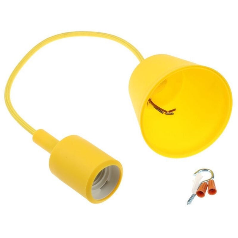 foto del prodotto trade shop pendente a soffitto lampadario lampada moderno cavo in tessuto 1m colore giallo