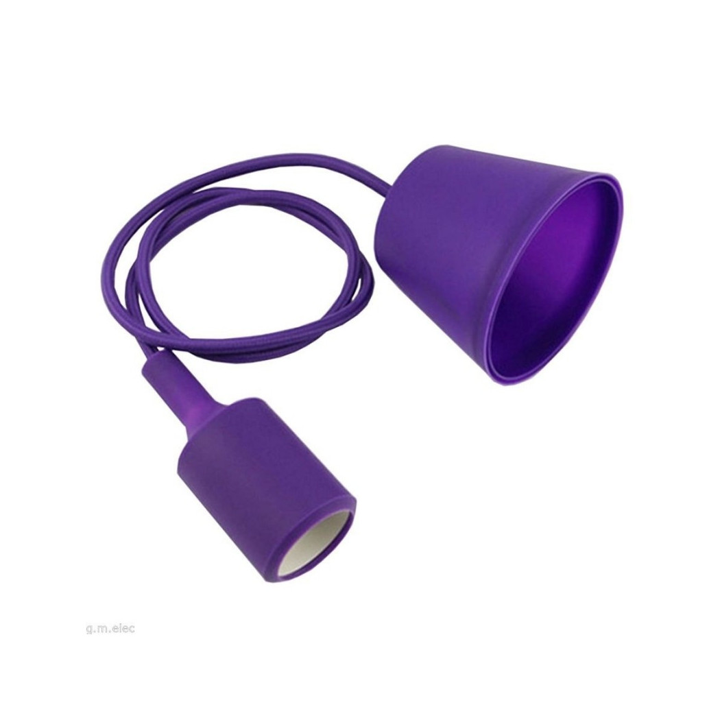 foto del prodotto trade shop pendente a soffitto lampadario lampada moderno cavo in tessuto 1m colore viola