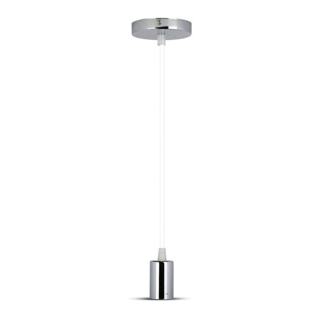 foto del prodotto trade shop pendente in acciaio bianco a soffitto cromato portalampada lampada moderno design 