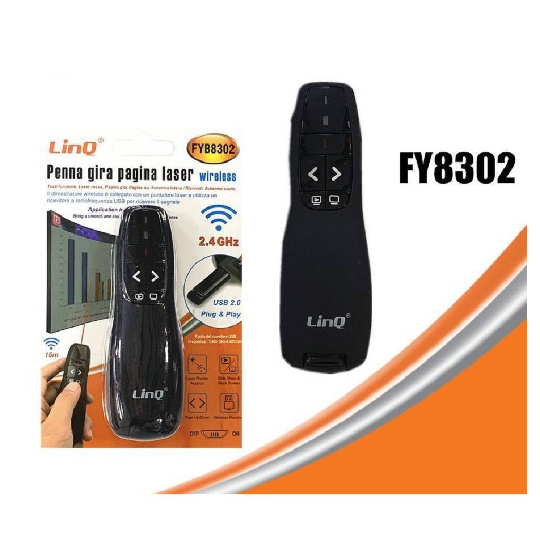 foto del prodotto trade shop penna gira pagine laser wireless puntatore telecomando per presentazioni fy8302 
