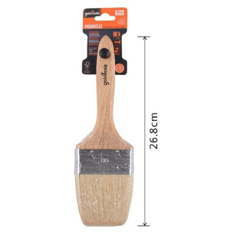 foto del prodotto trade shop pennello piatto 26.8 cm con manico in legno setole morbide pittura vernice 90208 