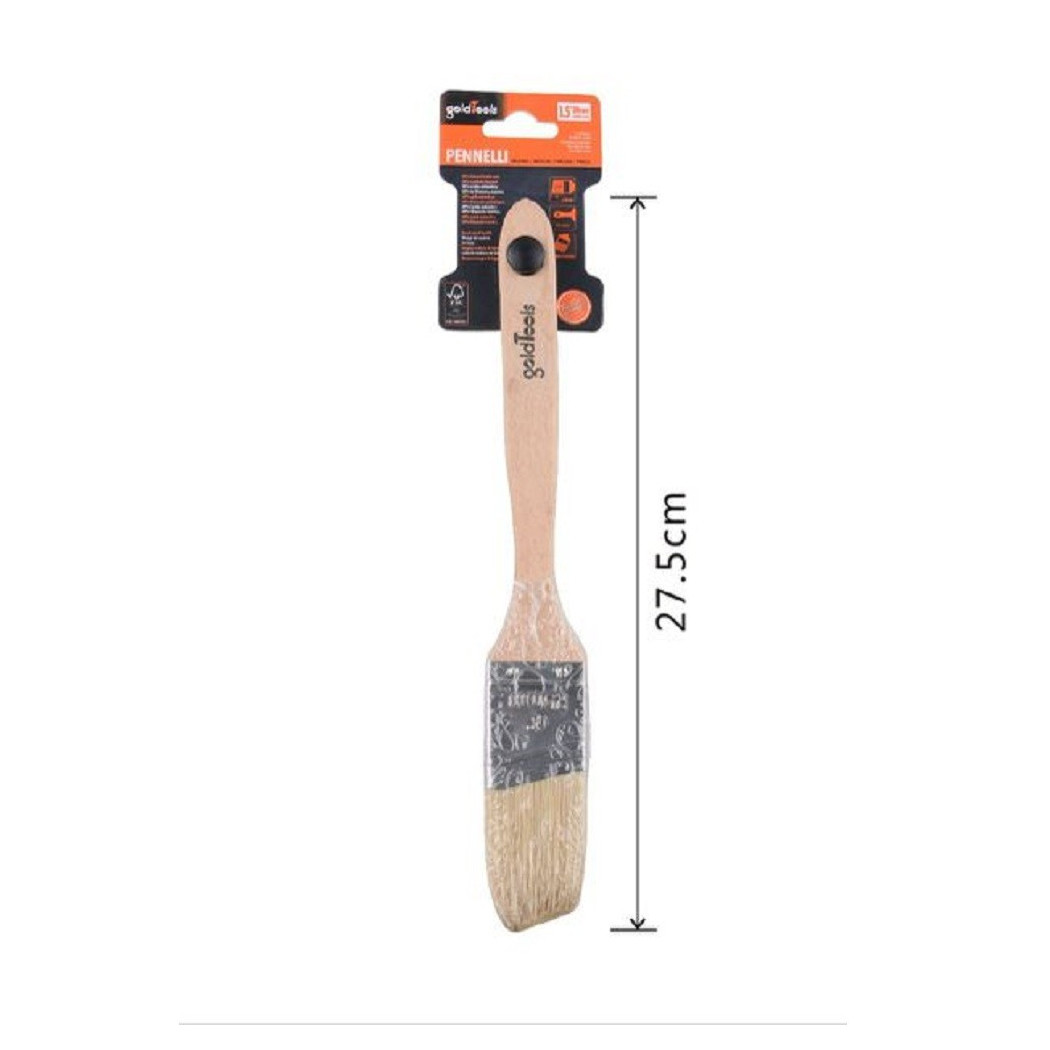 foto del prodotto trade shop - pennello piatto 27.5 cm obliquo con manico legno setole lunghe da pittura 90214 -