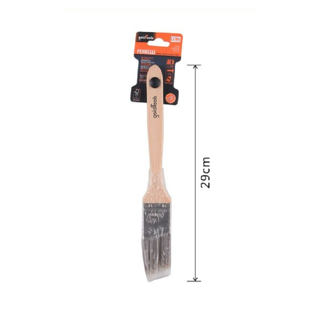 foto del prodotto trade shop - pennello piatto 29 cm obliquo con manico in legno setole lunghe da pittura 90211 -