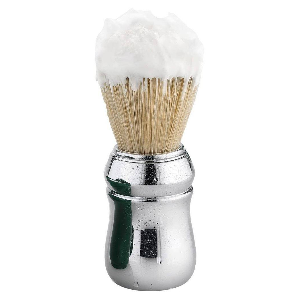 foto del prodotto trade shop pennello spazzola professonale barba setole di cinghiale 55 mm silver 