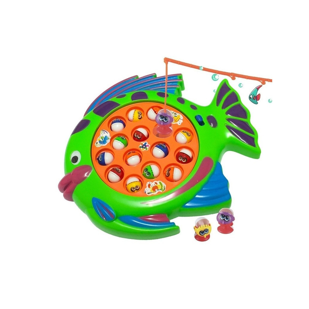 foto del prodotto trade shop pesca pazza forma pesce 15 pesci gioco tavolo bambini effetti sonori gara 4canne 