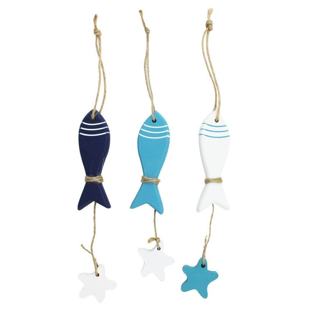 foto del prodotto trade shop pesce con stellina in legno arredamento decorazione casa sea style 
