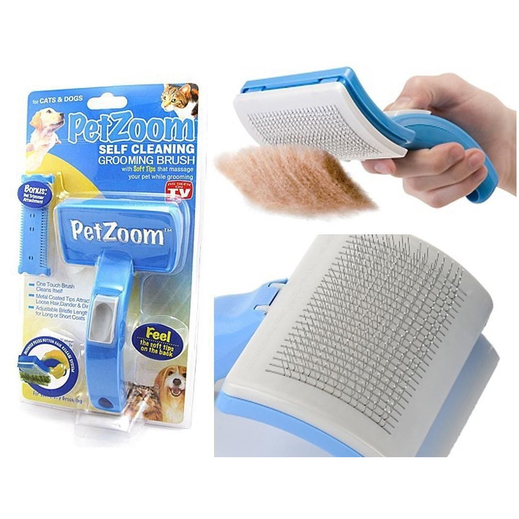 foto del prodotto trade shop petzoom spazzola autopulente pettine sottopelo per peli cane gatto pet zoom 