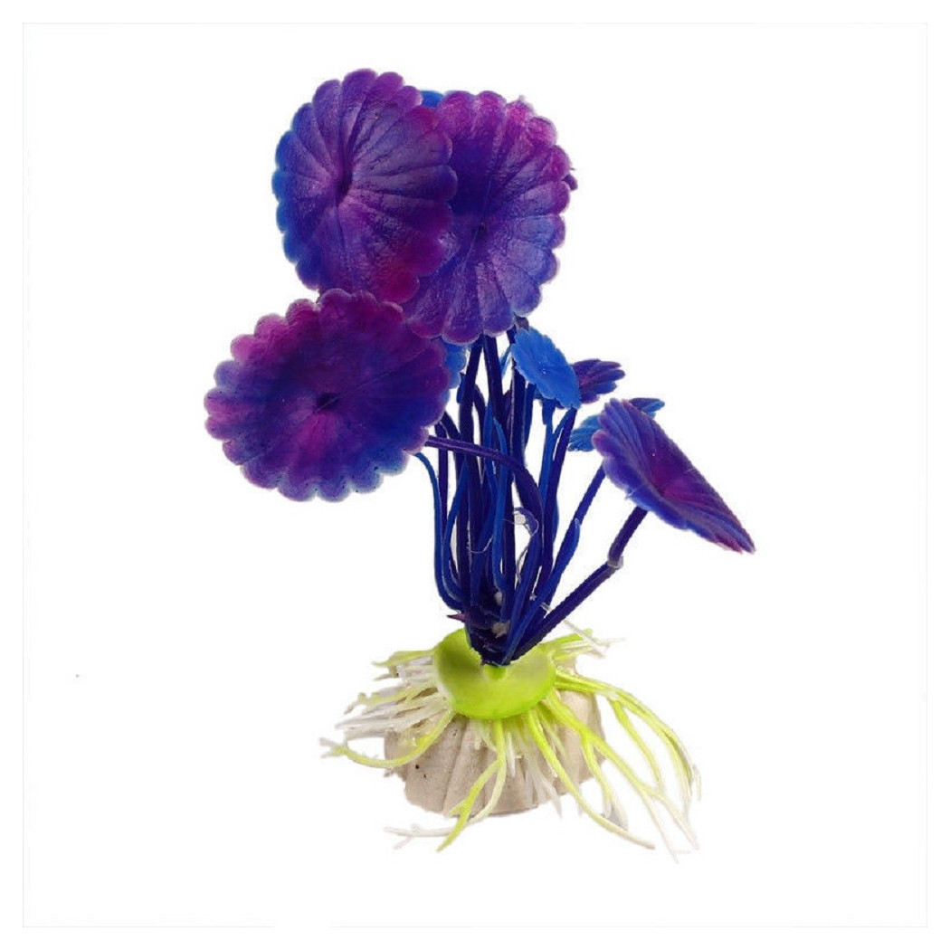 foto del prodotto trade shop pianta 11,5 cm piantina artificiale per acquario piante finte plastica viola 
