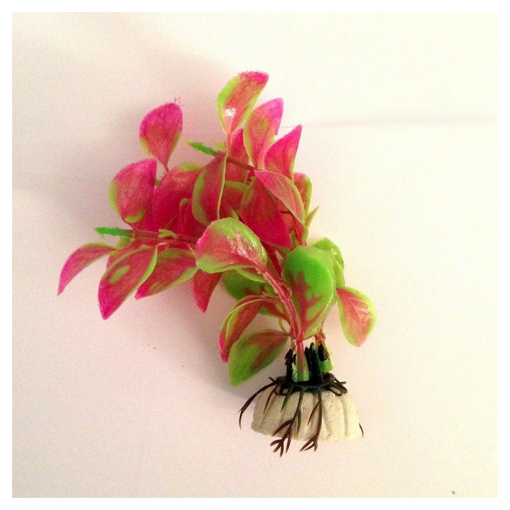 foto del prodotto trade shop pianta 11 cm piantina artificiale per acquario piante finte plastica verde viola 