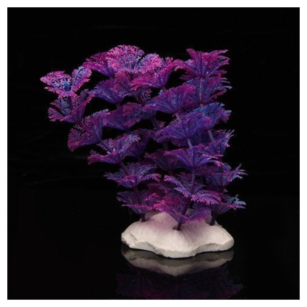 foto del prodotto trade shop pianta 11 cm piantina artificiale per acquario piante finte plastica viola 