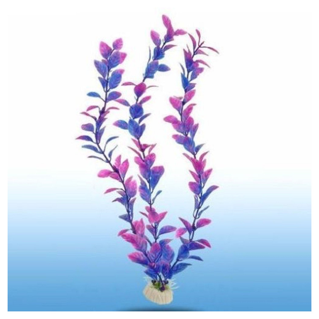 foto del prodotto trade shop pianta 32 cm piantina artificiale per acquario piante finte plastica color viola 