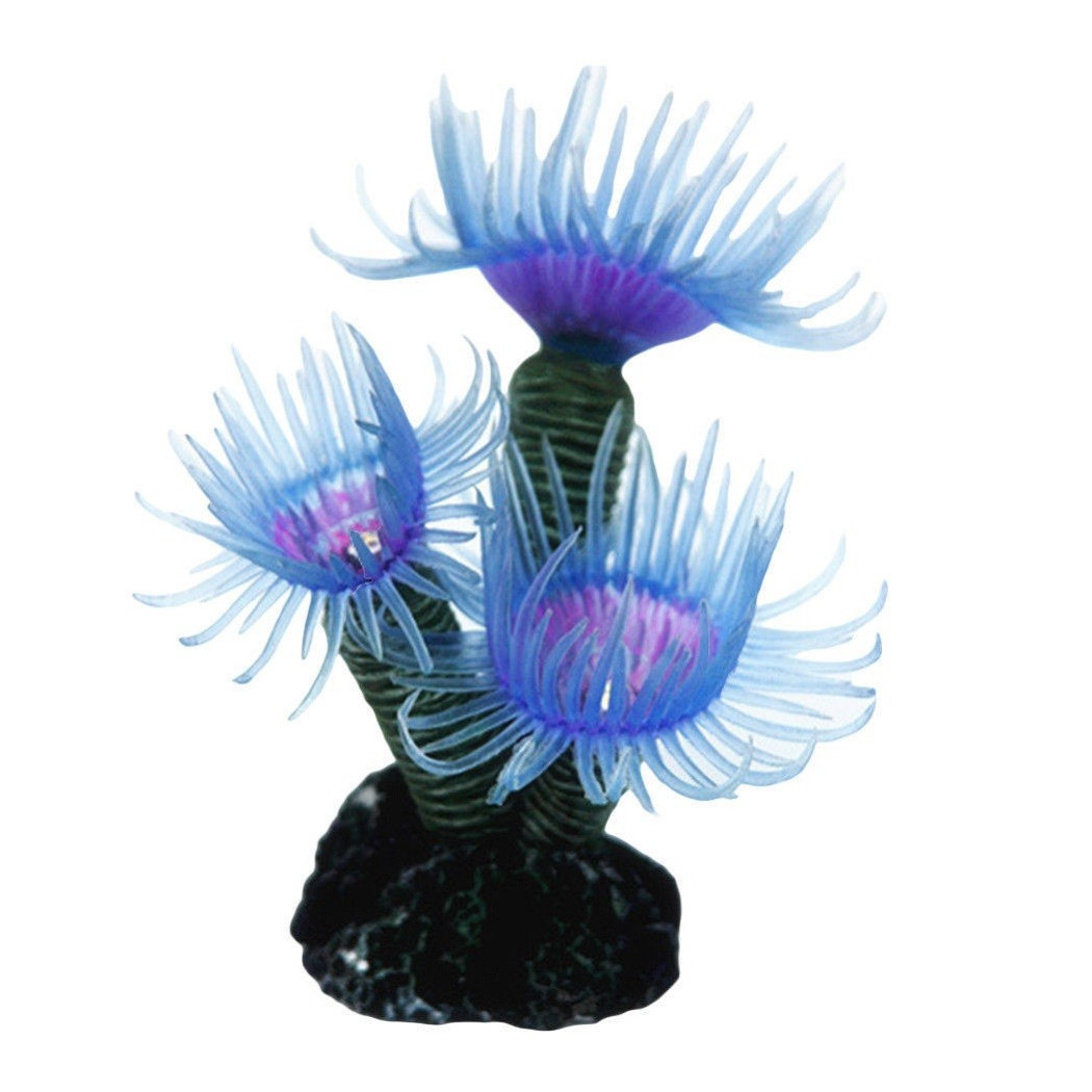 foto del prodotto trade shop pianta corallo artificiale finto per decorazione acquario blu viola vasca pesci 