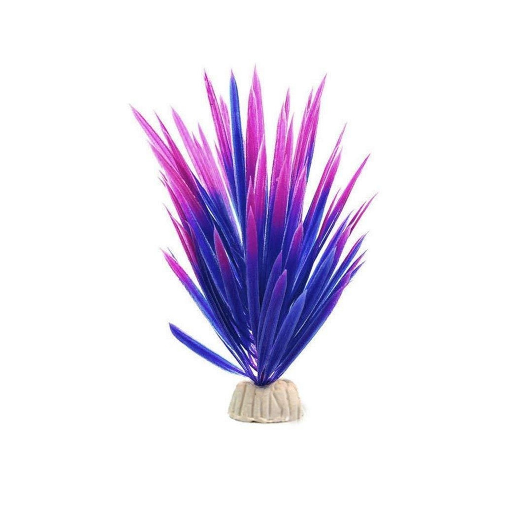 foto del prodotto trade shop pianta piantina artificiale per acquario piante finte plastica viola blu punta 