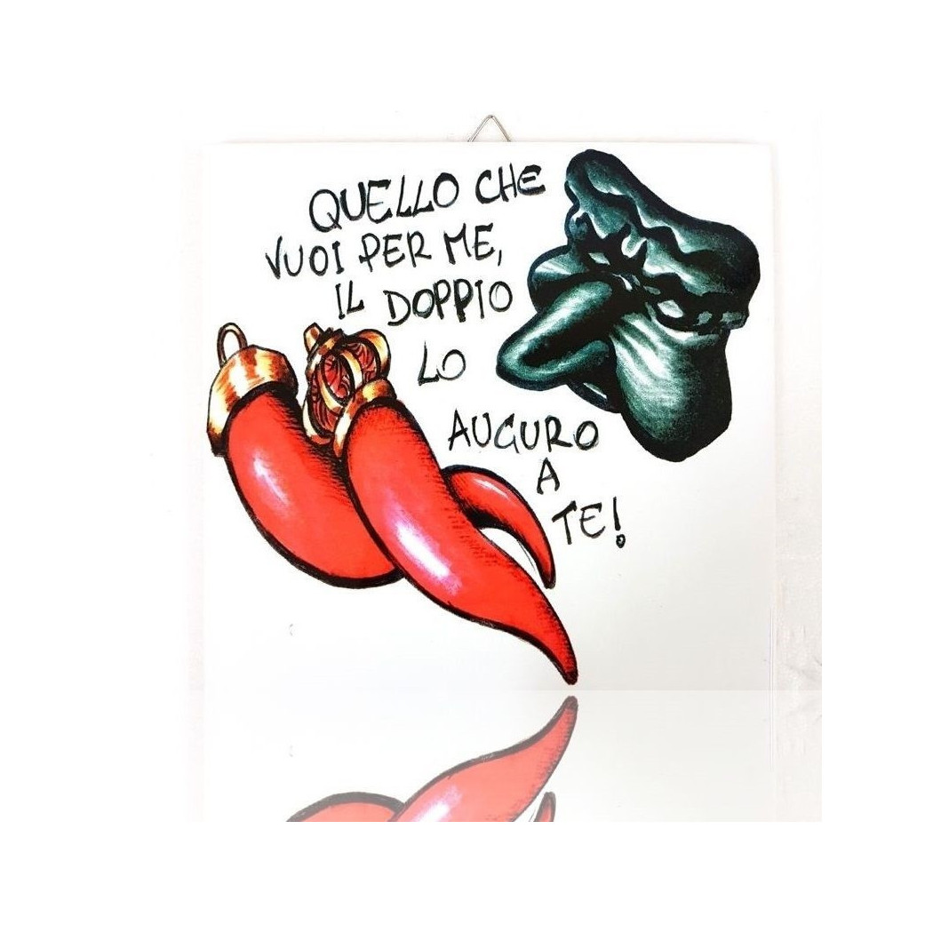 foto del prodotto trade shop piastrella decorativa portafortuna quello che vuoi per me il doppio lo auguro a 