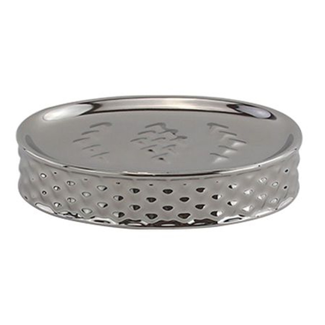 foto del prodotto trade shop piattino porta sapone saponetta accessorio bagno silver con effetto cuoricini 87819 