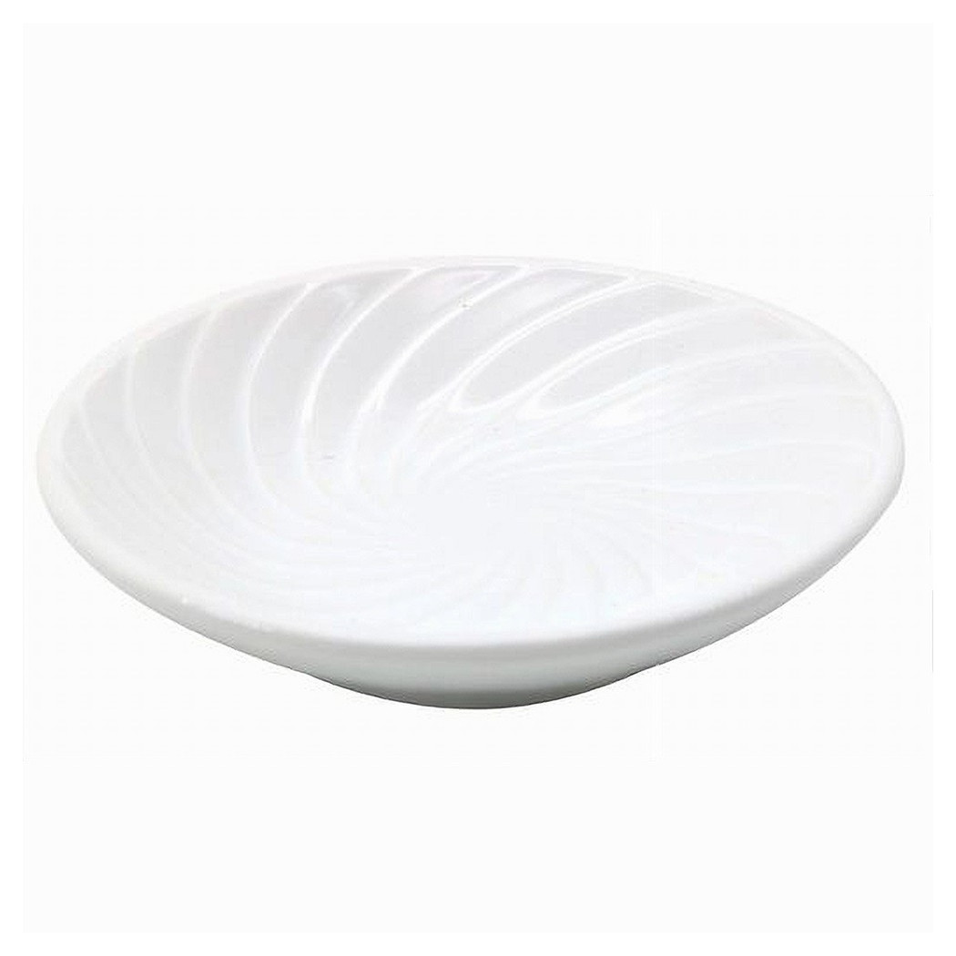 foto del prodotto trade shop piattino porta sapone saponetta ceramica rigata spirale bianco tondo bagno 79959 