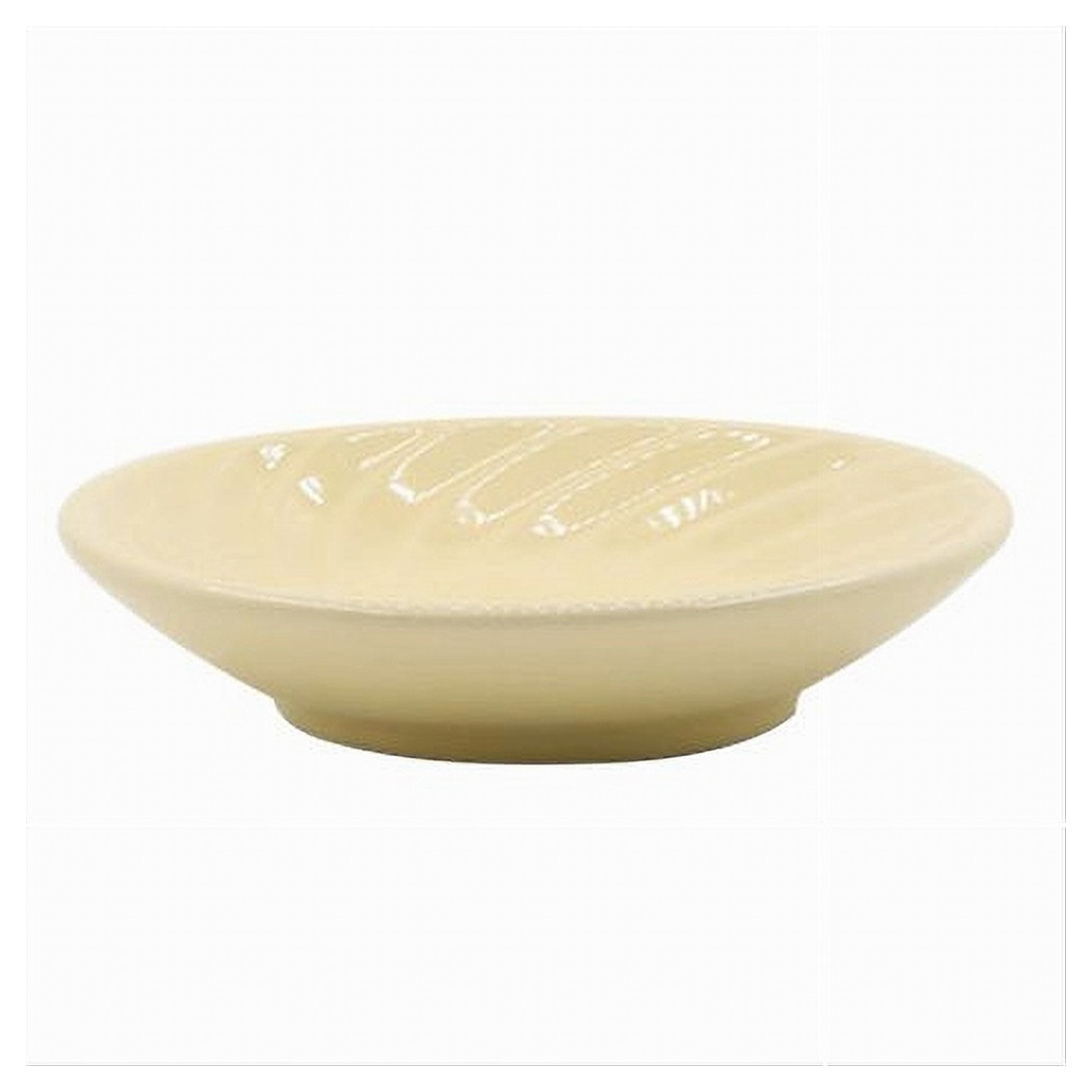 foto del prodotto trade shop piattino porta sapone saponetta ceramica rigata spirale giallo tondo bagno 79962 