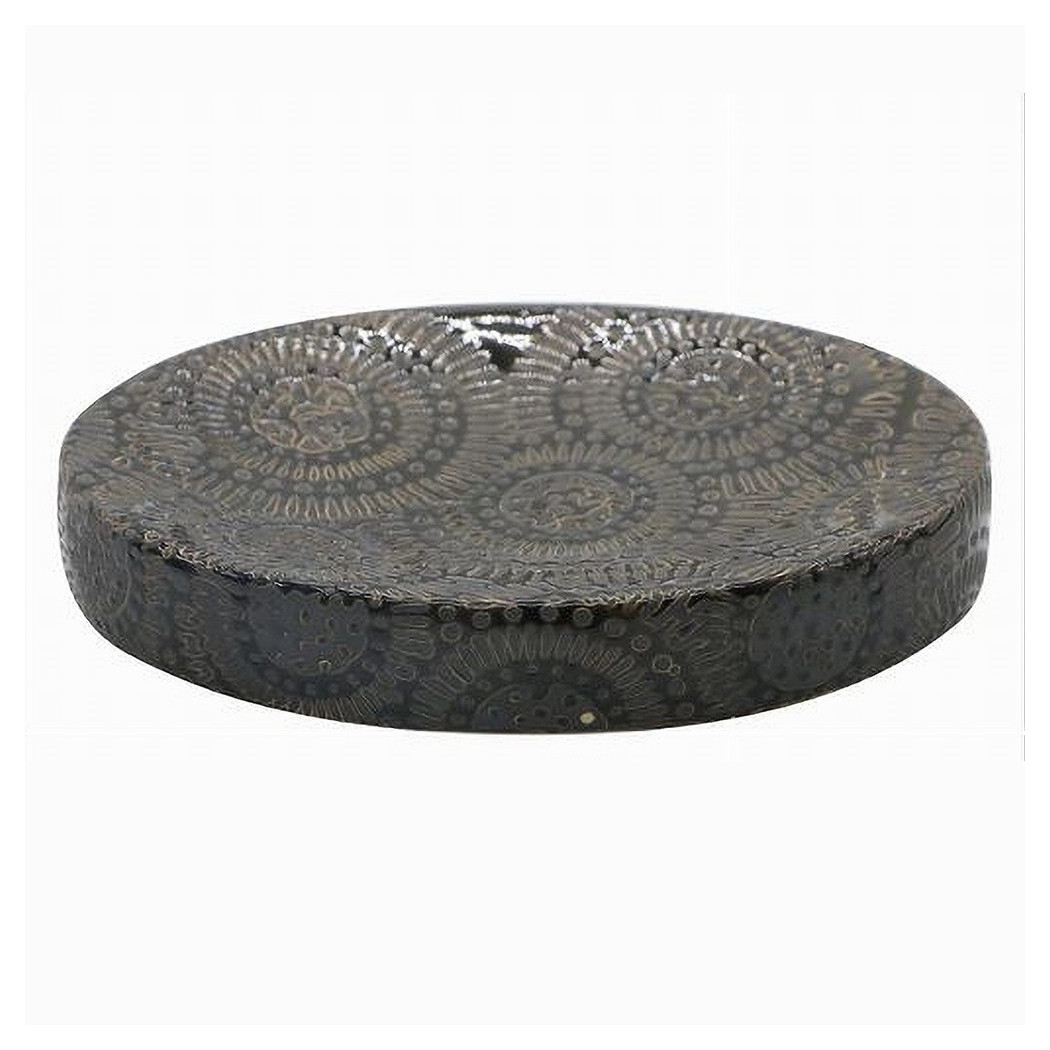 foto del prodotto trade shop piattino sapone portasaponetta motivo etnico nero accessorio arredo bagno 79965 