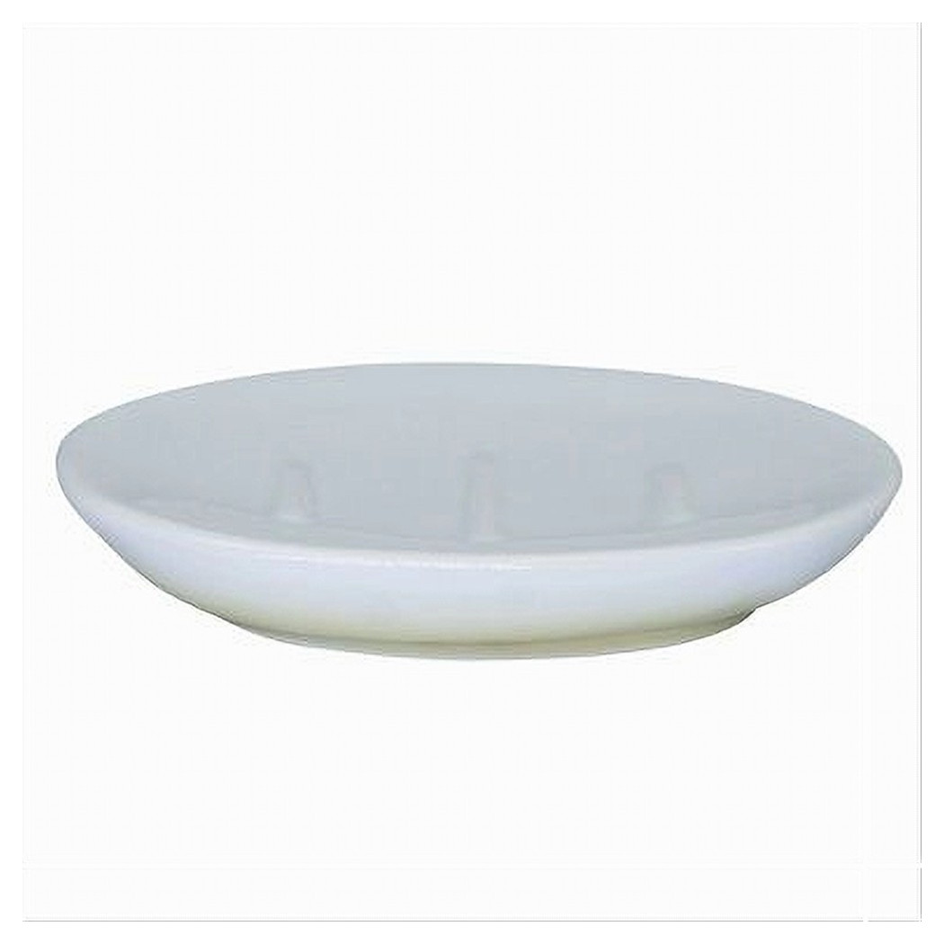 foto del prodotto trade shop piatto piattino porta sapone saponetta bagno ceramica bianco giallo arredo 59904 