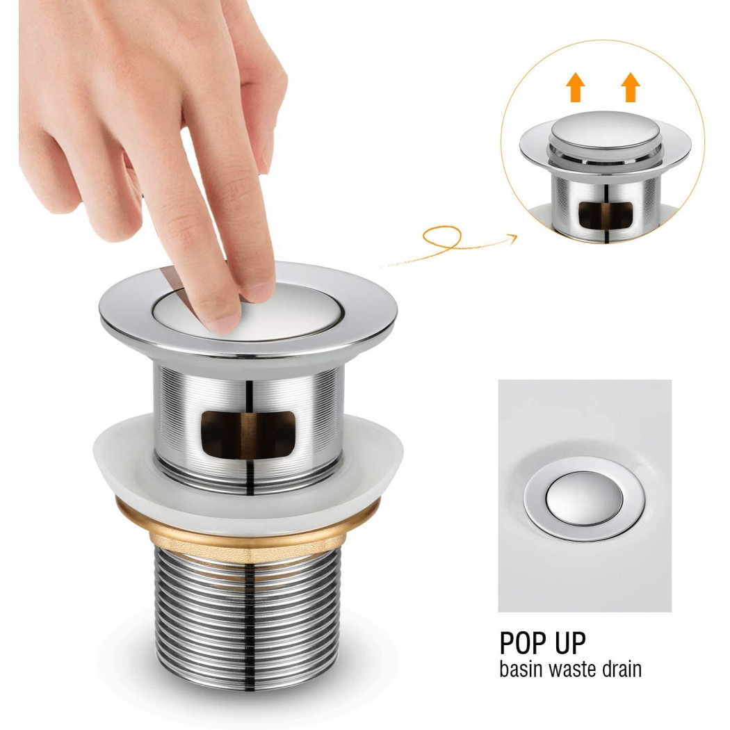 foto del prodotto trade shop piletta universale miscelatore lavabo bide click clack tappo pilette pop up 