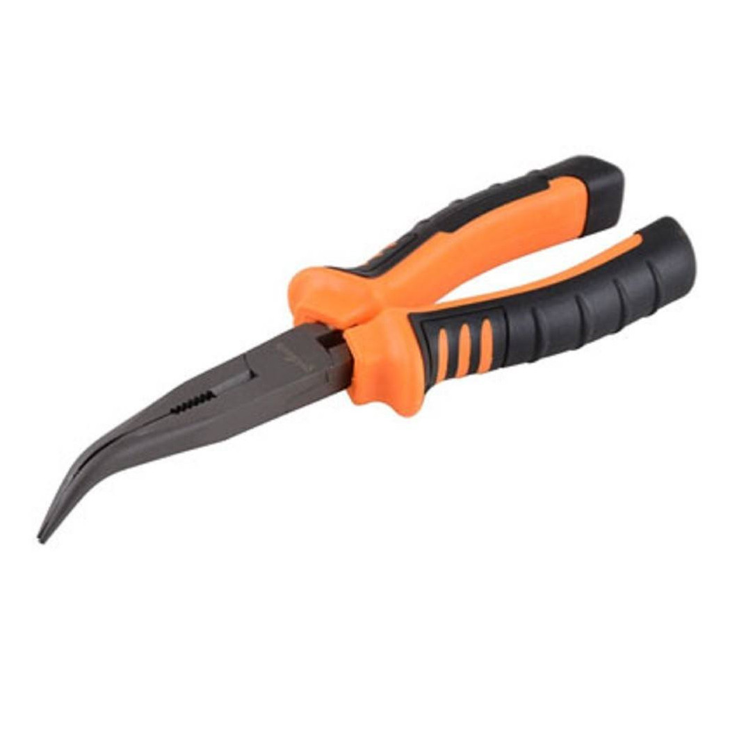 foto del prodotto trade shop pinza becco lungo curvo 8 quot in acciaio pinze becchi lunghi curvi zigrinati 91512 