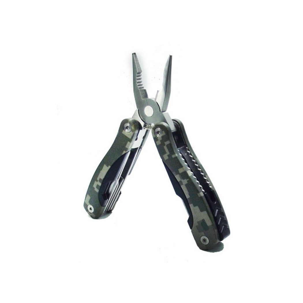 foto del prodotto trade shop pinza multiuso 12in1 universale taglia cavi seghetto apribottiglie cacciavite da 3 6 8mm lima mimetico 