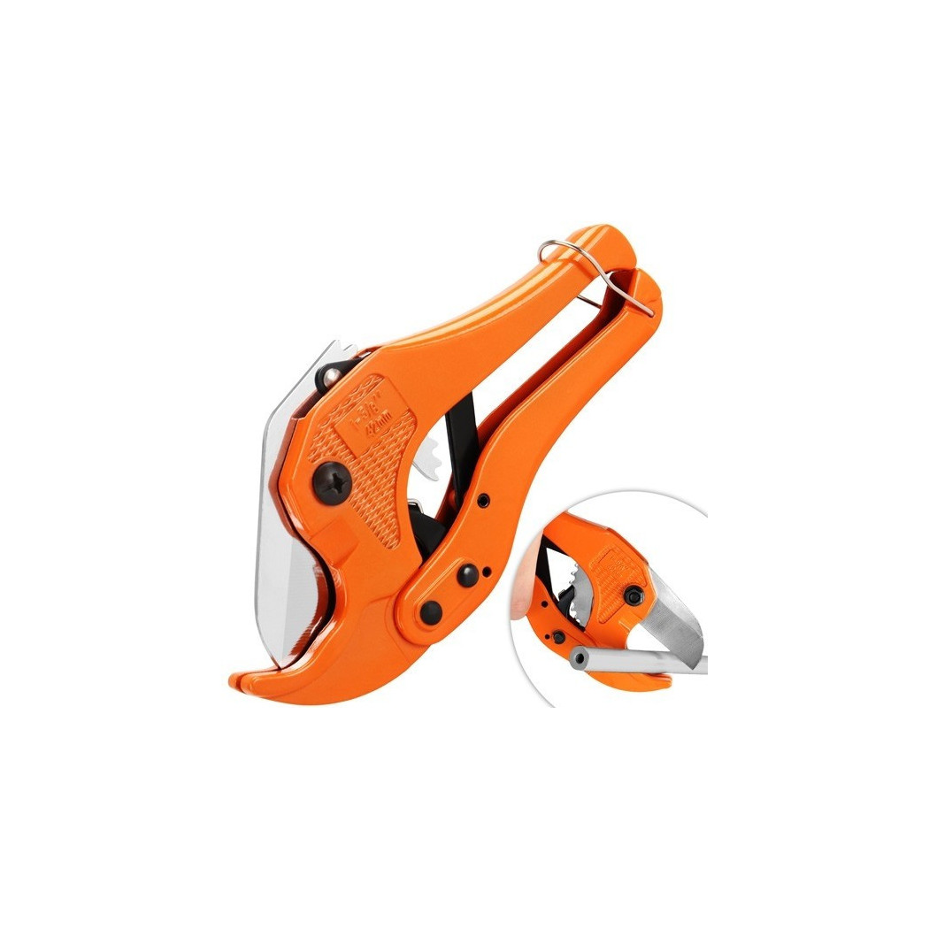 foto del prodotto trade shop pinza tagliatubi a cricchetto per tubi in pvc 42 mm per professionisti idraulico 