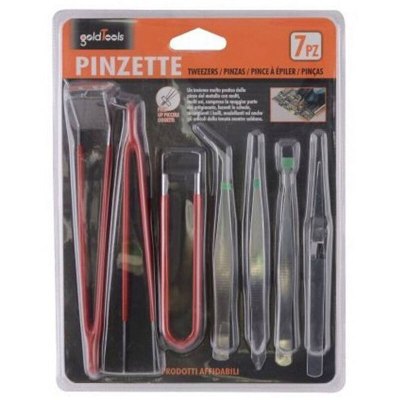foto del prodotto trade shop pinzette in acciaio pinze industriali di precisione modellismo elettronica 7 pz 