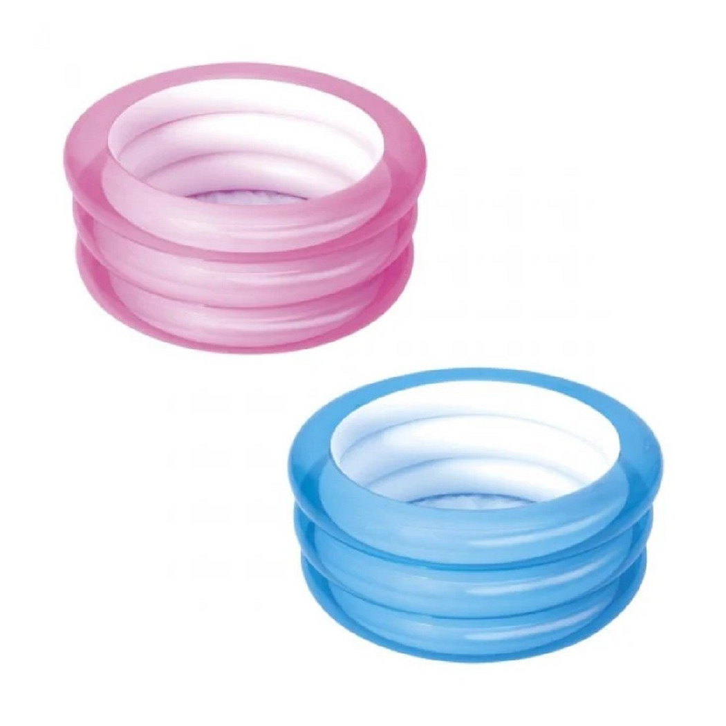 foto del prodotto trade shop piscina fondo gonfiabile per bambini a 3 anelli 70x30cm 2 colori assortiti 51033 