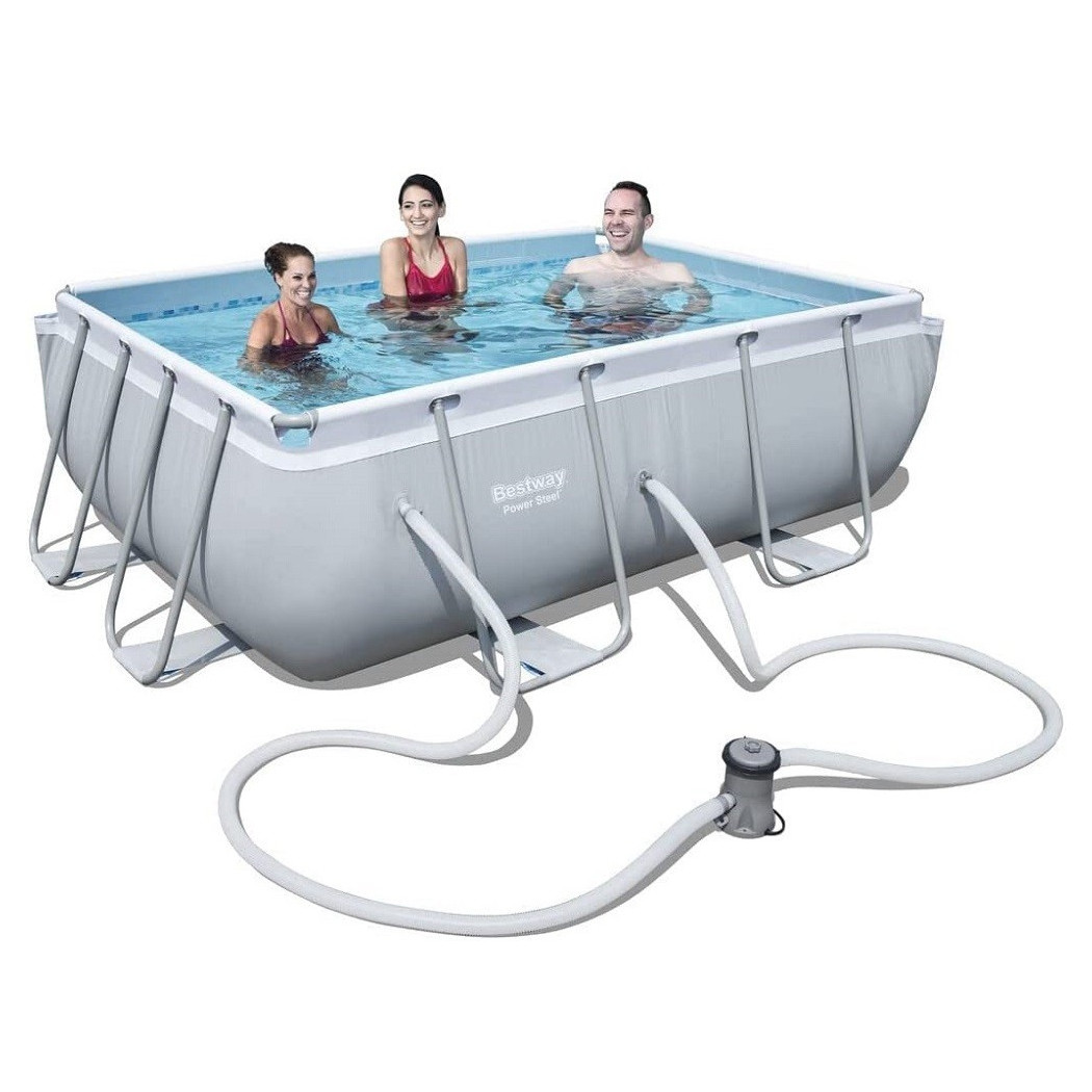 foto del prodotto trade shop piscina fuori terra rettangolare power steel 282x196x84cm pompa filtraggio 56629 