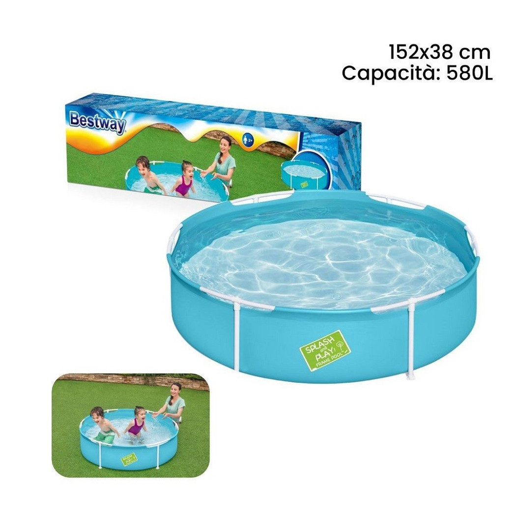 foto del prodotto trade shop piscina fuori terra steel pro frame rotonda da 152x38 cm 580lt per bambini 56283 
