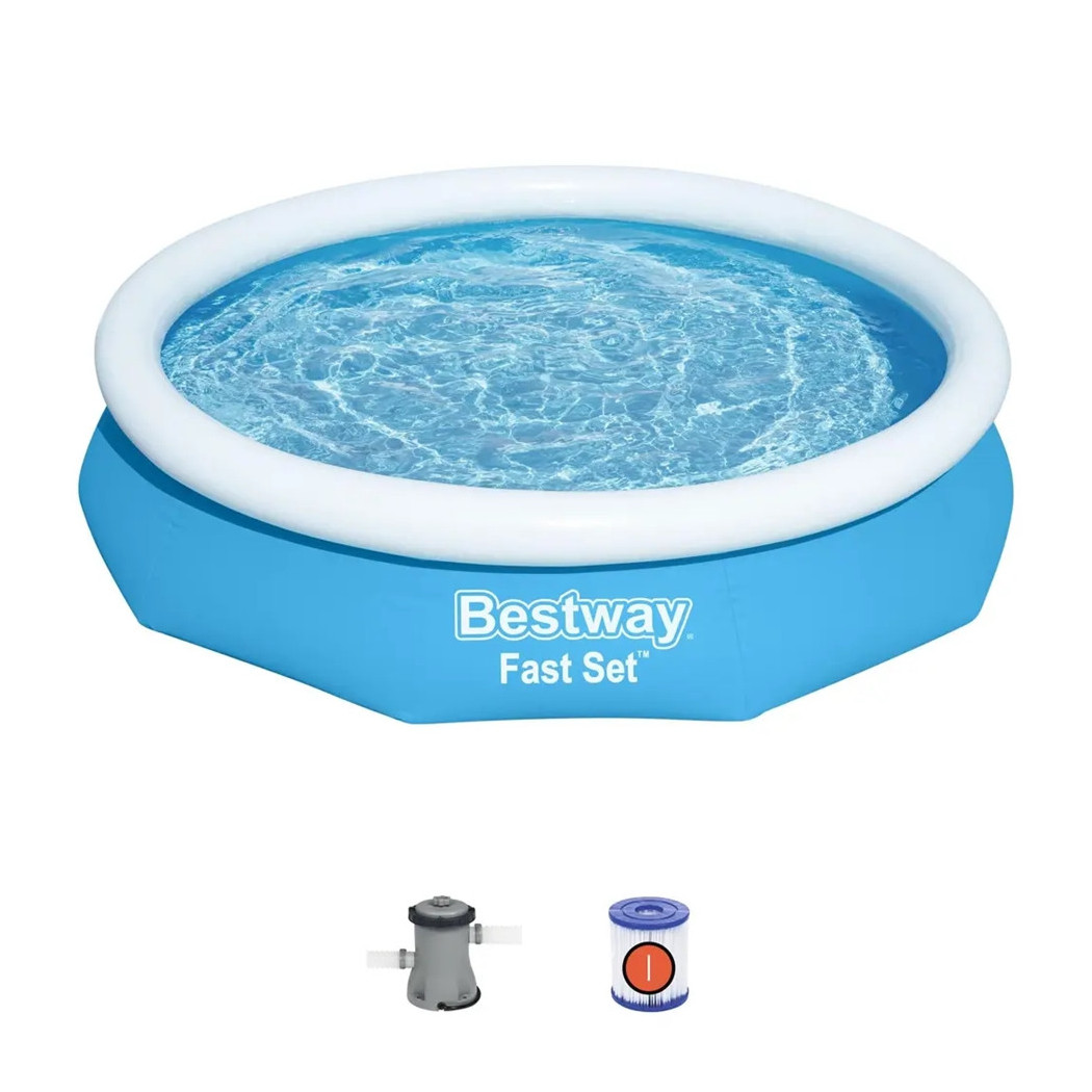 foto del prodotto trade shop piscina fuori terra tonda gonfiabile fast set 305x66cm con pompa filtro cartuccia 57458 