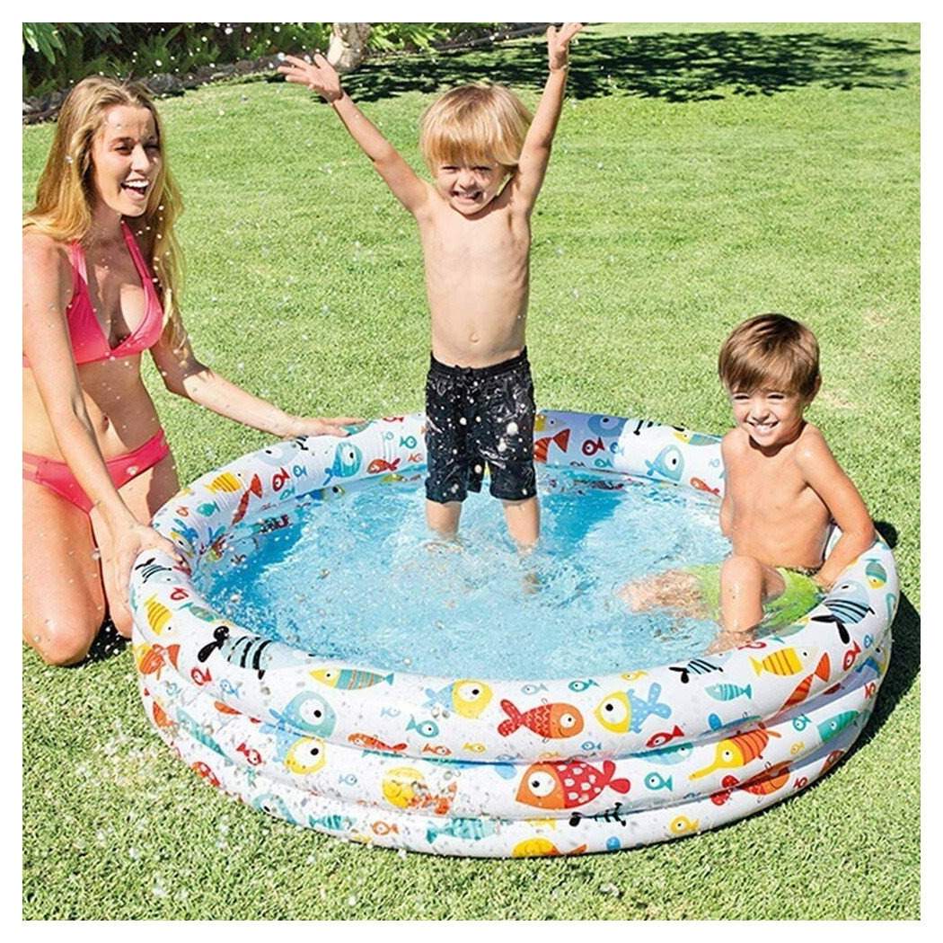foto del prodotto trade shop piscina gonfiabile 3 anelli 132xh.28 cm con animali marini estate bambini 59431 